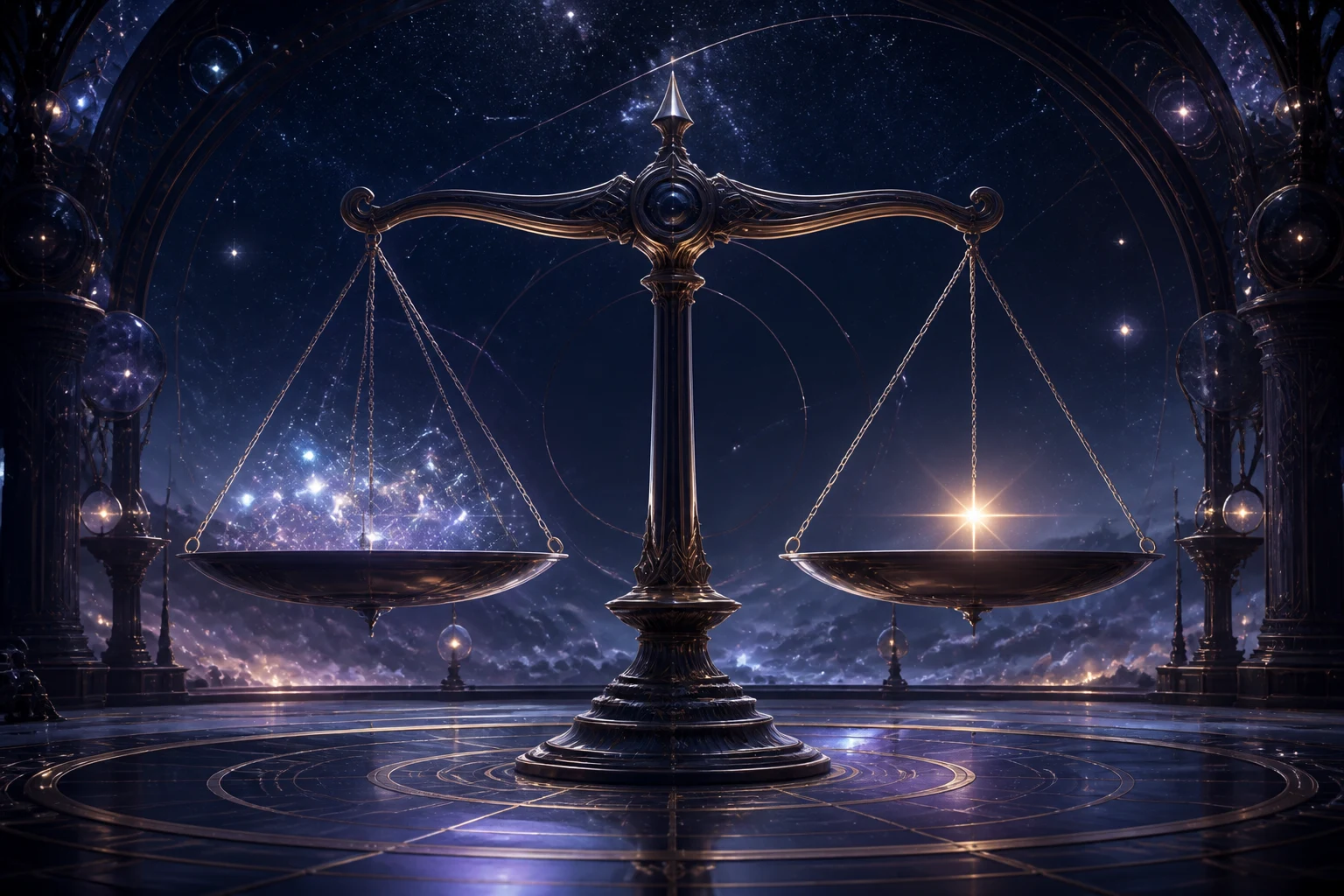 A celestial balance reaches living equilibrium when a star of its own ignites on one pan